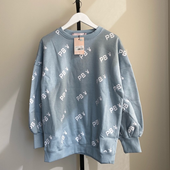 Playboy Blue Repeat Print Sweatshirt - Picture 5 of 5